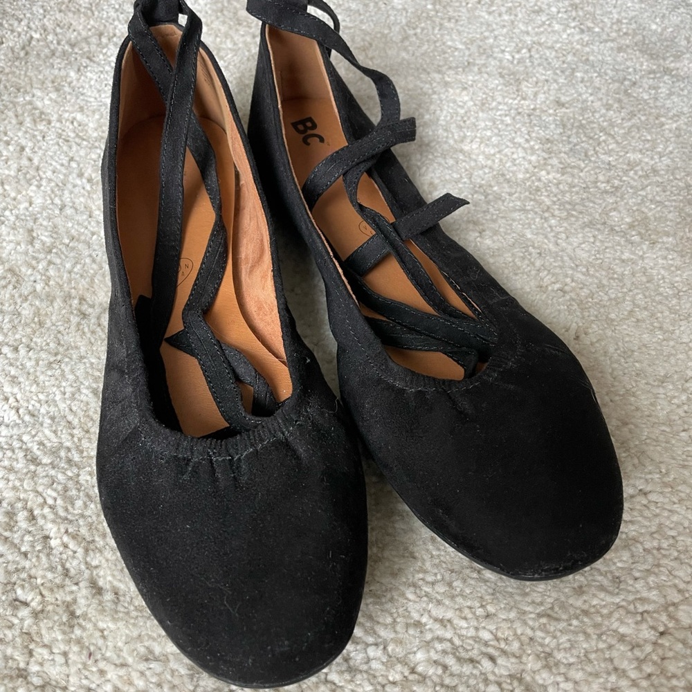NWOT Black flats with straps